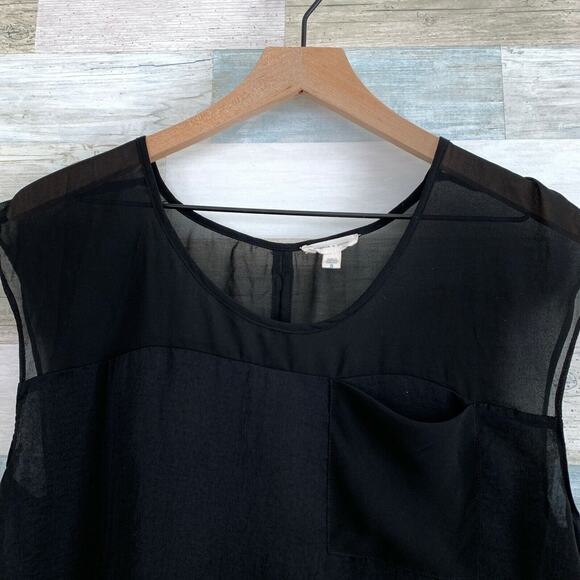 Urban Outfitters Silence + Noise Sheer Panel Top Black High Low Hem Womens Small - Picture 2 of 7